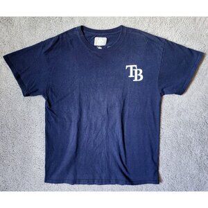 Tampa Bay Rays Wander Franco #5 MLB Majestic Blue T Shirt Size Large 100% Cotton